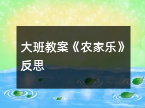 大班教案《農家樂》反思