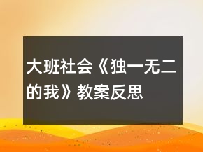 大班社會(huì)《獨(dú)一無二的我》教案反思