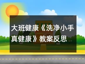 大班健康《洗凈小手真健康》教案反思