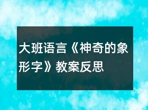大班語言《神奇的象形字》教案反思