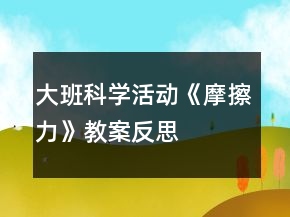 大班科學(xué)活動《摩擦力》教案反思