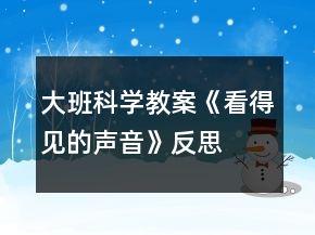 大班科學教案《看得見的聲音》反思
