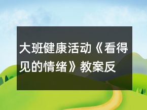 大班健康活動《看得見的情緒》教案反思