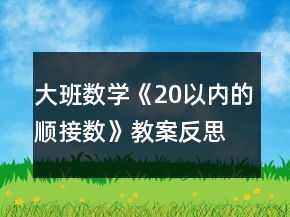 大班數(shù)學(xué)《20以內(nèi)的順接數(shù)》教案反思
