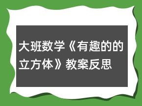大班數學《有趣的的立方體》教案反思