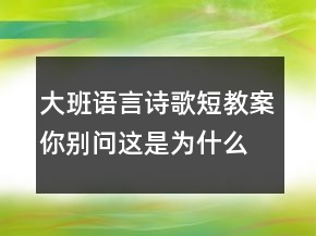 大班語言詩歌短教案：你別問這是為什么