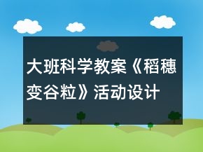 大班科學(xué)教案《稻穗變谷?！坊顒釉O(shè)計與反思