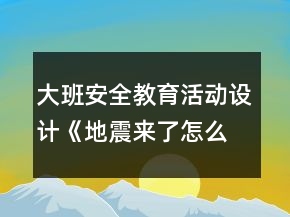 大班安全教育活動設(shè)計：《地震來了怎么辦？》教案反思