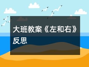大班教案《左和右》反思