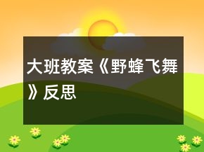 大班教案《野蜂飛舞》反思