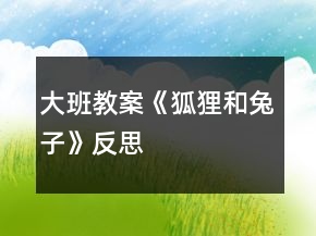 大班教案《狐貍和兔子》反思