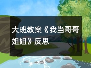 大班教案《我當(dāng)哥哥姐姐》反思