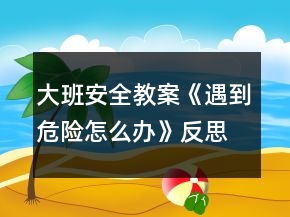 大班安全教案《遇到危險(xiǎn)怎么辦》反思