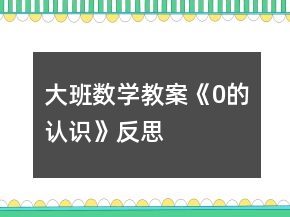 大班數(shù)學(xué)教案《0的認(rèn)識(shí)》反思