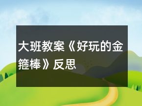 大班教案《好玩的金箍棒》反思