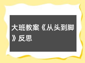 大班教案《從頭到腳》反思