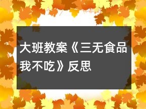 大班教案《三無食品我不吃》反思