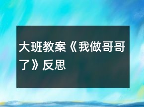 大班教案《我做哥哥了》反思