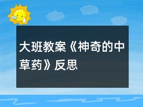 大班教案《神奇的中草藥》反思
