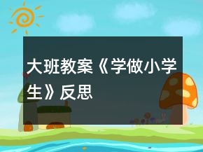 大班教案《學(xué)做小學(xué)生》反思