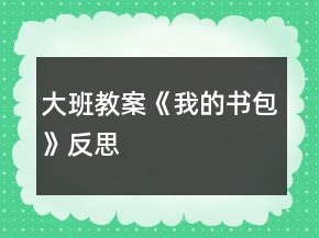 大班教案《我的書包》反思
