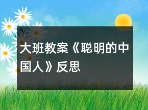 大班教案《聰明的中國人》反思