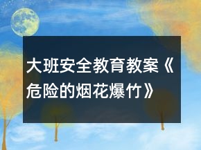 大班安全教育教案《危險的煙花爆竹》反思