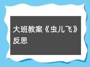 大班教案《蟲兒飛》反思