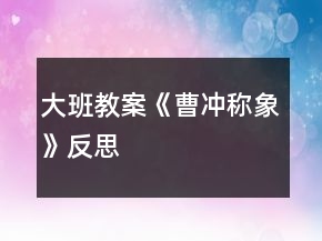 大班教案《曹沖稱象》反思
