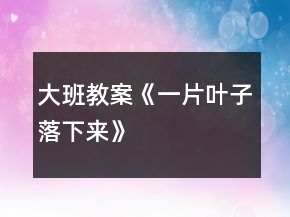 大班教案《一片葉子落下來(lái)》