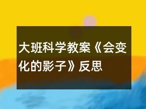 大班科學(xué)教案《會變化的影子》反思