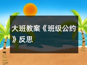大班教案《班級公約》反思