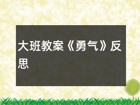 大班教案《勇氣》反思