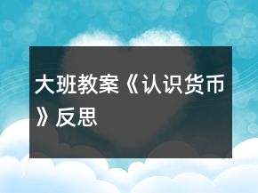 大班教案《認(rèn)識貨幣》反思