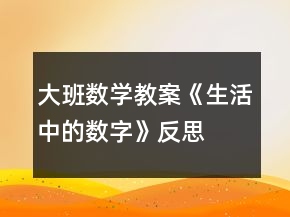 大班數學教案《生活中的數字》反思