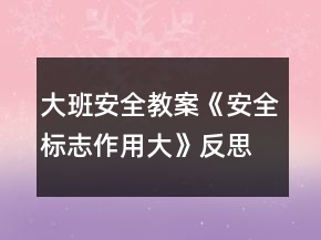大班安全教案《安全標(biāo)志作用大》反思