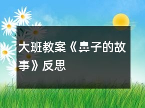 大班教案《鼻子的故事》反思