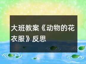 大班教案《動(dòng)物的花衣服》反思