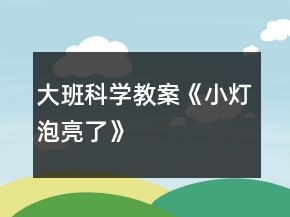 大班科學教案《小燈泡亮了》