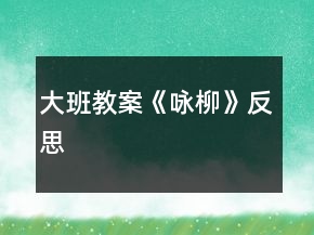大班教案《詠柳》反思