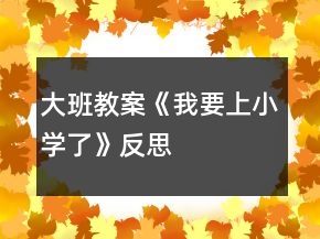 大班教案《我要上小學(xué)了》反思