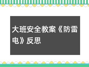大班安全教案《防雷電》反思