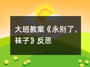 大班教案《永別了，襪子》反思