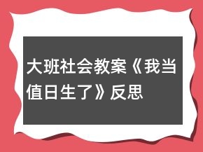 大班社會(huì)教案《我當(dāng)值日生了》反思