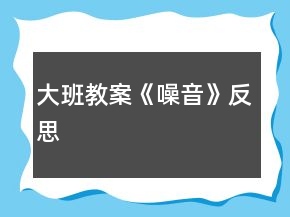 大班教案《噪音》反思