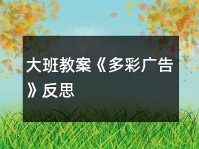 大班教案《多彩廣告》反思