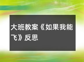 大班教案《如果我能飛》反思