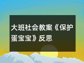 大班社會教案《保護蛋寶寶》反思