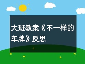 大班教案《不一樣的車牌》反思