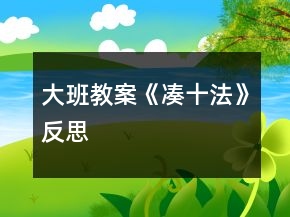 大班教案《湊十法》反思